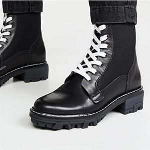 New! Rag & Bone Shiloh Black Leather Combat Boots